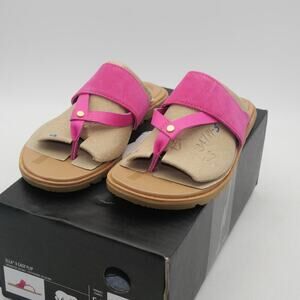 NEW SOREL Ella II Women's 5.5  Easy Slip On Thong Flip Flop Sandals Fuschia Pink